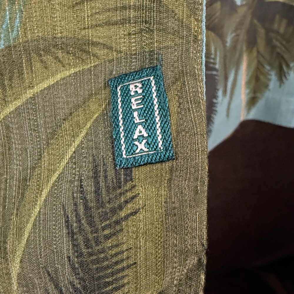 Tommy Bahama Blue Tropical Palm Print Camp Shirt - Picture 6 of 7